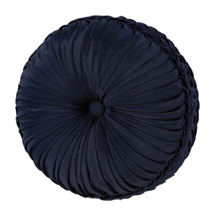 Bradley Navy Tufted Round Decorative Throw Pillow 15" x 15"