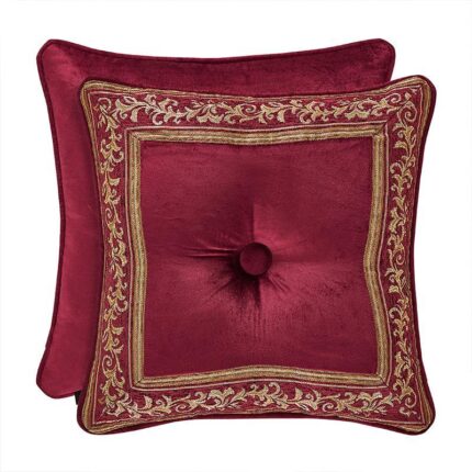 J Queen Maribella Crimson Square Decorative Throw Pillow 18 x 18" - Final Sale