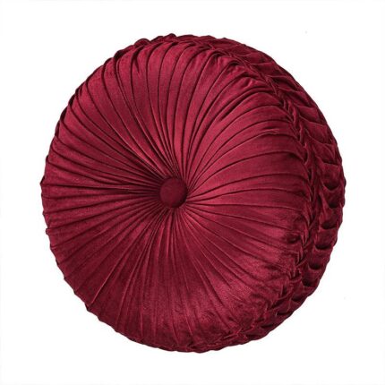 Maribella Crimson Tufted Round Decorative Throw Pillow 15" x 15" - Final Sale