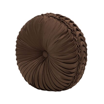 Odette Chocolate Tufted Round Decorative Throw Pillow 15" x 15"