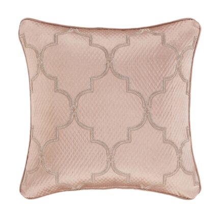 Rosewater Blush Square Embrllished Decorative Throw Pillow 18" x 18"