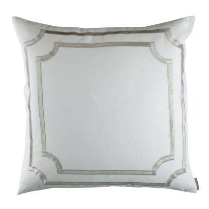 Soho White Linen Ice Silver Velvet Euro Decorative Throw Pillow